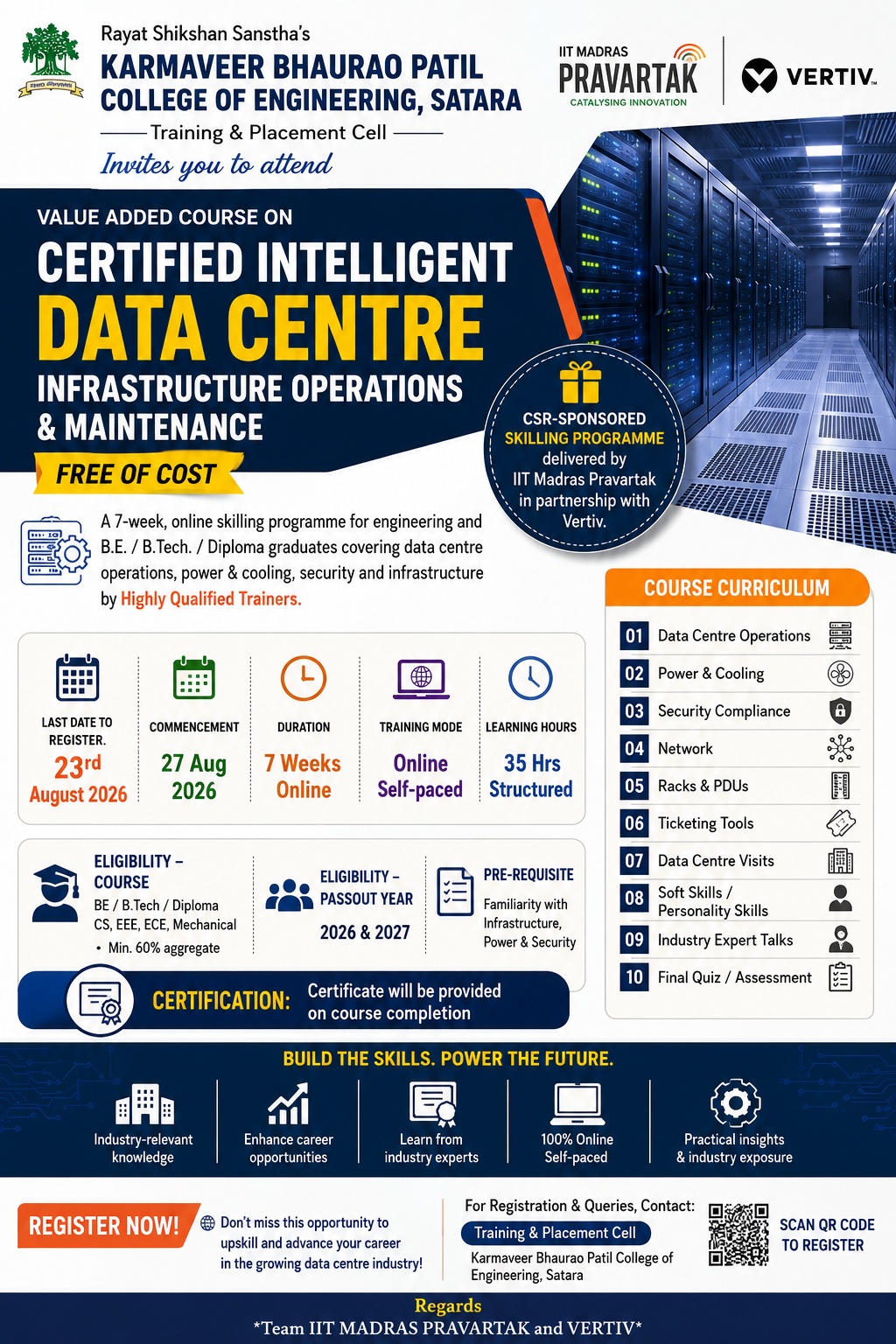 Certified Intelligent Data Centre Infrastructure Operations & Maintenance by IIT Madras Pravartak and  Vertiv