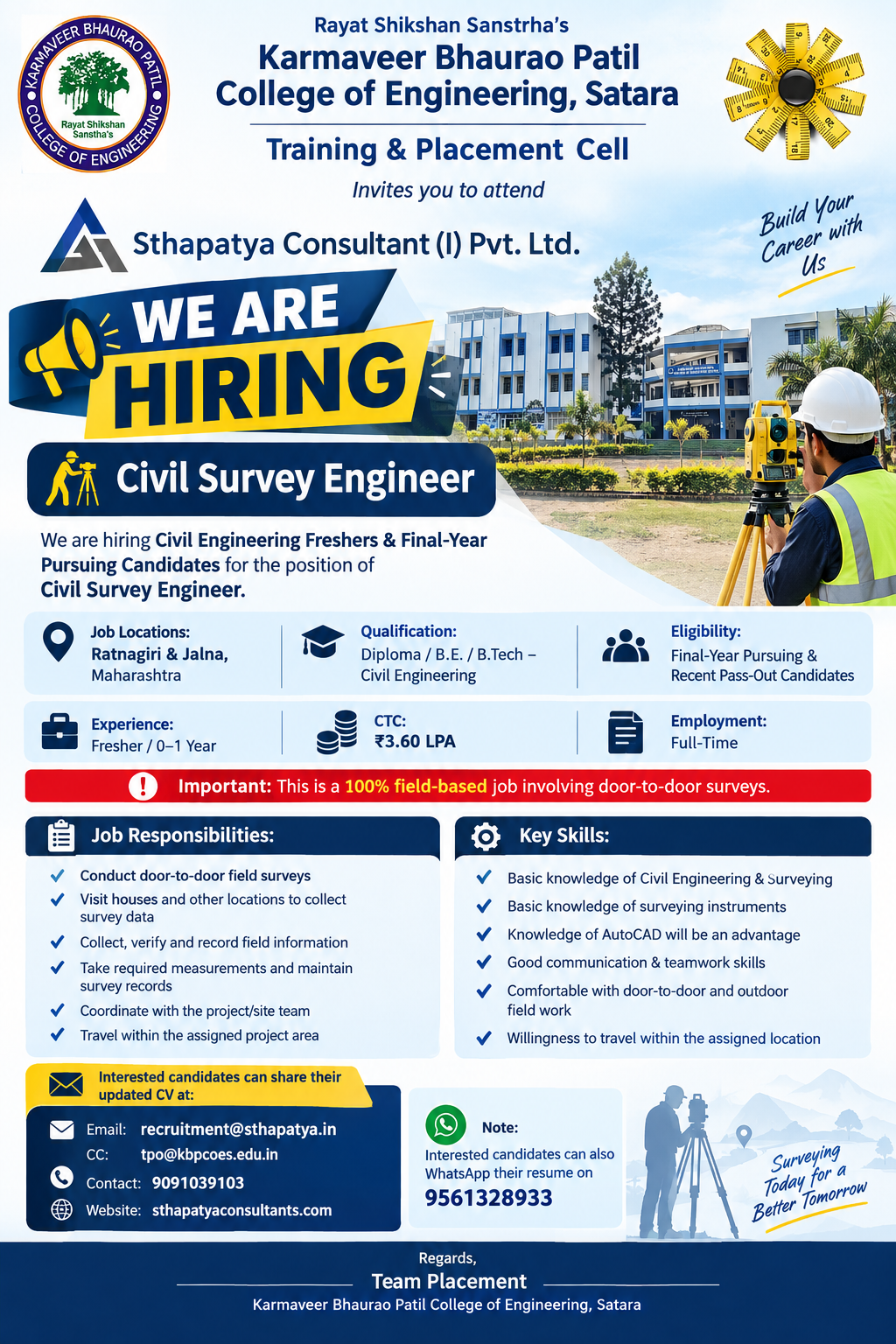 Email Resume to:  recruitment@sthapatya.in