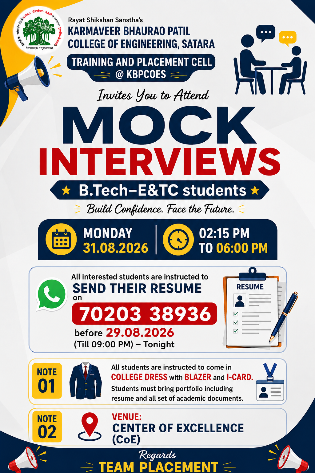 Mock Interviews for B.Tech.-E&TC Students