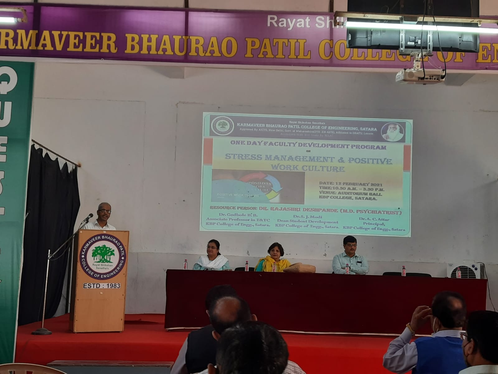 One day workshop on Stress management and positive work culture on 12 febraury 2022